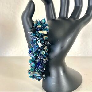 Magnetic stone blue caterpillar bracelet